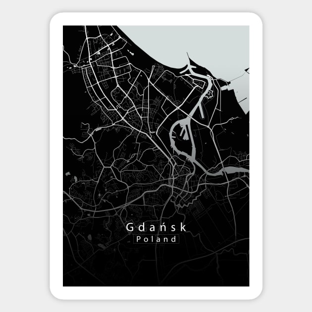 Gdansk Poland City map dark Sticker by Robin-Niemczyk